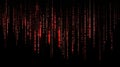 Red binary code falling on black background representing digital data stream Royalty Free Stock Photo