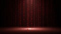 Red Binary Code Falling Like Rain Against a Dark Background with Glowing Light on Floor abstract Royalty Free Stock Photo