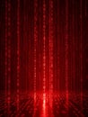 Red Digital Binary Code Matrix Falling Downwards with Reflections on a Surface data technology Royalty Free Stock Photo