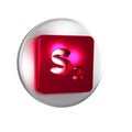 Red Bingo icon isolated on transparent background. Lottery tickets for american bingo game. Silver circle button.