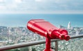 Red binocular tower viewer Royalty Free Stock Photo