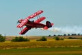 Red biplane