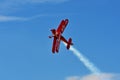 Red biplane