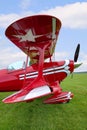 Red Biplane wing view Royalty Free Stock Photo