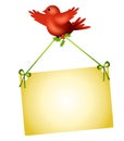 Red Bird Carrying Sign Royalty Free Stock Photo