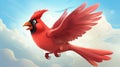 Vivid Cartoon Cardinal Soaring Through The Sky In Hyper-realistic Style
