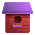 Red bird house icon, cartoon style Royalty Free Stock Photo