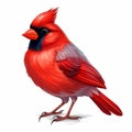 Cute Red Cardinal Bird 2d Illustration On White Background Royalty Free Stock Photo