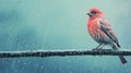 Hyperrealistic Illustration Of A Finch In Rain With Risograph Ra 4900 Texture