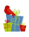 Red Bird Sitting on Gifts