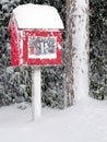 Red Birdhouse Library In Winter Royalty Free Stock Photo