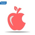 Red Bitten apple. Apple vector icon. Apple fruit illustration icon.Web design vector logo. Apple isolated on background Royalty Free Stock Photo