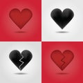 Red and black abstract hearts icons set Royalty Free Stock Photo