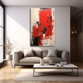 Red And Black Abstract Painting In Realistic Style