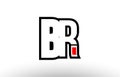 red and black alphabet letter br b r logo combination icon design