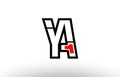 red and black alphabet letter ya y a logo combination icon design