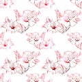 Red and black alstroemeria floral seamless pattern texture background vector