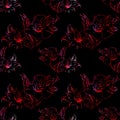 Red and black alstroemeria floral seamless pattern texture background vector