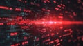 Red and black background features flowing binary code digital data stream overlays vibrant red and black backdrop Royalty Free Stock Photo