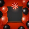 Red and Black balloons concept design with empty space for your text. Happy greeting background