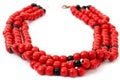 Red with Black Beaded Necklace, Isolated on White Royalty Free Stock Photo