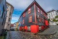 Red and black beauty parlor in Bergen city centre