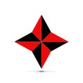 red and black beveled star vector illustration.