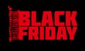 Red on black `Black Friday` with abstract barcode. Vector Royalty Free Stock Photo