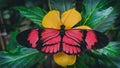 Red and black butterfly on yellow flower Royalty Free Stock Photo