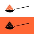 Red and black caviar in a spoon simple symbol.