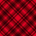 Red and black checkered seamless pattern. Vector plaid fabric abstract backdrop. Trend Christmas and New Year color Royalty Free Stock Photo