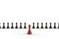 Red and black chess pawn on white background, Business leadership, Teamwork power and confidence concept. Royalty Free Stock Photo