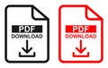 Red and black color Pdf file download icon Royalty Free Stock Photo
