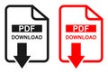 Red and black color Pdf file download icon Royalty Free Stock Photo