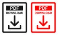Red and black color Pdf file download icon