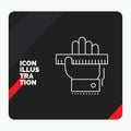 Red and Black Creative presentation Background for Education, hand, learn, learning, ruler Line Icon