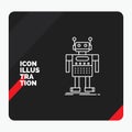 Red and Black Creative presentation Background for robot, Android, artificial, bot, technology Line Icon