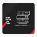 Red and Black Creative presentation Background for server, storage, rack, database, data Line Icon
