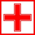 Emergency, cross, red, black, frame & frameless