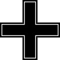 Emergency, cross, red, black, frame & frameless icon isolated on white background