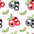 Red and black currant watercolor seamless pattern Royalty Free Stock Photo