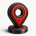 Red and Black 3D Location Pin Icon on White map marker Royalty Free Stock Photo