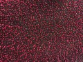 Red and black disco glitter sparkling fabric background - sequin backdrop. Holiday abstract glitter texture with blinking lights,