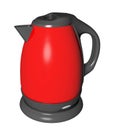 Red and black electric tea kettle, 3D illustration Royalty Free Stock Photo