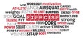 Red and black exercise word cloud