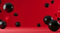 red and black Floating spheres empty space for product show. Generative Ai