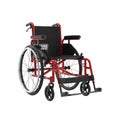 Red and black foldable wheelchair with number 320 Royalty Free Stock Photo