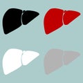 Red black grey white liver hepar icon. Royalty Free Stock Photo