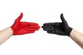 Red and black handshake Royalty Free Stock Photo