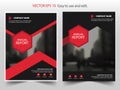 Red black hexagon Vector annual report Leaflet Brochure Flyer template design, book cover layout design, abstract presentation Royalty Free Stock Photo